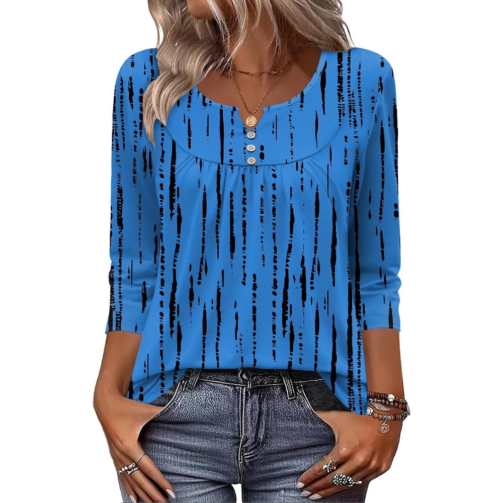 image:imageZeagoo 34 Length Sleeve Womens Tops Dressy Casual 2026 V Neck T Shirts Blouses Floral Summer Business Work Basic TeesZr459