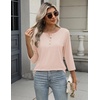 Zeagoo 3/4 Length Sleeve Women Tops Dressy Casual Blouses Work Clothes(Beige)