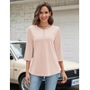 Zeagoo 3/4 Length Sleeve Women Tops Dressy Casual Blouses Work Clothes(Beige)