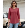 Zeagoo 3/4 Length Sleeve Women Tops Dressy Casual Blouses Work Clothes(Red)
