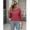 Zeagoo 3/4 Length Sleeve Women Tops Dressy Casual Blouses Work Clothes(Red)