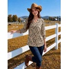Zeagoo 3/4 Length Sleeve Womens Tops 2025 Floral Womens Blouses V Neck TunicTops with Smocked Cuffs(Apricot Back Floral)