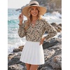 Zeagoo 3/4 Length Sleeve Womens Tops 2025 Floral Womens Blouses V Neck TunicTops with Smocked Cuffs(Apricot Back Floral)