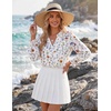 Zeagoo 3/4 Length Sleeve Womens Tops 2025 Floral Womens Blouses V Neck TunicTops with Smocked Cuffs(Colorful Flowers)