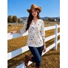 Zeagoo 3/4 Length Sleeve Womens Tops 2025 Floral Womens Blouses V Neck TunicTops with Smocked Cuffs(Colorful Flowers)