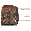 Zeagoo 3/4 Length Sleeve Womens Tops 2025 Floral Womens Blouses V Neck TunicTops with Smocked Cuffs(Ethnic Prints)