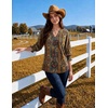 Zeagoo 3/4 Length Sleeve Womens Tops 2025 Floral Womens Blouses V Neck TunicTops with Smocked Cuffs(Ethnic Prints)