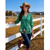 Zeagoo 3/4 Length Sleeve Womens Tops 2025 Floral Womens Blouses V Neck TunicTops with Smocked Cuffs(Gradient Floral Print)