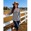 Zeagoo 3/4 Length Sleeve Womens Tops 2025 Floral Womens Blouses V Neck TunicTops with Smocked Cuffs(Gray Floral)