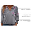 Zeagoo 3/4 Length Sleeve Womens Tops 2025 Floral Womens Blouses V Neck TunicTops with Smocked Cuffs(Gray Floral)