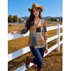 Zeagoo 3/4 Length Sleeve Womens Tops 2025 Floral Womens Blouses V Neck TunicTops with Smocked Cuffs(Orange and Blue Plaid)