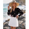Zeagoo 3/4 Length Sleeve Womens Tops 2025 Floral Womens Blouses V Neck TunicTops with Smocked Cuffs(Pink Flowers)