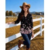 Zeagoo 3/4 Length Sleeve Womens Tops 2025 Floral Womens Blouses V Neck TunicTops with Smocked Cuffs(Pink Flowers)