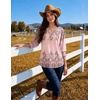 Zeagoo 3/4 Length Sleeve Womens Tops 2025 Floral Womens Blouses V Neck TunicTops with Smocked Cuffs(Print-190)