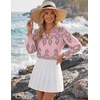 Zeagoo 3/4 Length Sleeve Womens Tops 2025 Floral Womens Blouses V Neck TunicTops with Smocked Cuffs(Print-190)