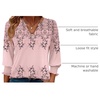 Zeagoo 3/4 Length Sleeve Womens Tops 2025 Floral Womens Blouses V Neck TunicTops with Smocked Cuffs(Print-190)