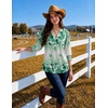 Zeagoo 3/4 Length Sleeve Womens Tops 2025 Floral Womens Blouses V Neck TunicTops with Smocked Cuffs(Print-195)