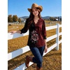 Zeagoo 3/4 Length Sleeve Womens Tops 2025 Floral Womens Blouses V Neck TunicTops with Smocked Cuffs(Print-309)