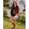 Zeagoo 3/4 Length Sleeve Womens Tops 2025 Floral Womens Blouses V Neck TunicTops with Smocked Cuffs(Print-309)