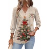 Zeagoo 3/4 Length Sleeve Womens Tops 2025 Floral Womens Blouses V Neck TunicTops with Smocked Cuffs(Print-505)