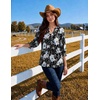 Zeagoo 3/4 Length Sleeve Womens Tops 2025 Floral Womens Blouses V Neck TunicTops with Smocked Cuffs(Print-506)