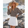 Zeagoo 3/4 Length Sleeve Womens Tops 2025 Floral Womens Blouses V Neck TunicTops with Smocked Cuffs(Print-517)