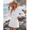 Zeagoo 3/4 Length Sleeve Womens Tops 2025 Floral Womens Blouses V Neck TunicTops with Smocked Cuffs(Print-bf290)
