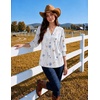 Zeagoo 3/4 Length Sleeve Womens Tops 2025 Floral Womens Blouses V Neck TunicTops with Smocked Cuffs(Print-bf290)