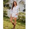 Zeagoo 3/4 Length Sleeve Womens Tops 2025 Floral Womens Blouses V Neck TunicTops with Smocked Cuffs(Print-bf290)