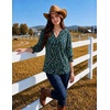 Zeagoo 3/4 Length Sleeve Womens Tops 2025 Floral Womens Blouses V Neck TunicTops with Smocked Cuffs(Print-bf320)