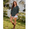 Zeagoo 3/4 Length Sleeve Womens Tops 2025 Floral Womens Blouses V Neck TunicTops with Smocked Cuffs(Print-bf320)