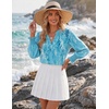 Zeagoo 3/4 Length Sleeve Womens Tops 2025 Floral Womens Blouses V Neck TunicTops with Smocked Cuffs(Print-fp18)