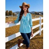Zeagoo 3/4 Length Sleeve Womens Tops 2025 Floral Womens Blouses V Neck TunicTops with Smocked Cuffs(Print-fp18)