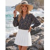 Zeagoo 3/4 Length Sleeve Womens Tops 2025 Floral Womens Blouses V Neck TunicTops with Smocked Cuffs(Print-mz869)