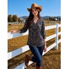 Zeagoo 3/4 Length Sleeve Womens Tops 2025 Floral Womens Blouses V Neck TunicTops with Smocked Cuffs(Print-mz869)