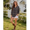 Zeagoo 3/4 Length Sleeve Womens Tops 2025 Floral Womens Blouses V Neck TunicTops with Smocked Cuffs(Print-mz869)