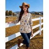 Zeagoo 3/4 Length Sleeve Womens Tops 2025 Floral Womens Blouses V Neck TunicTops with Smocked Cuffs(Print-sf170)