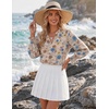 Zeagoo 3/4 Length Sleeve Womens Tops 2025 Floral Womens Blouses V Neck TunicTops with Smocked Cuffs(Print-sf170)