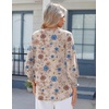 Zeagoo 3/4 Length Sleeve Womens Tops 2025 Floral Womens Blouses V Neck TunicTops with Smocked Cuffs(Print-sf170)