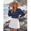 Zeagoo 3/4 Length Sleeve Womens Tops 2025 Floral Womens Blouses V Neck TunicTops with Smocked Cuffs(Print-sf218)