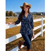 Zeagoo 3/4 Length Sleeve Womens Tops 2025 Floral Womens Blouses V Neck TunicTops with Smocked Cuffs(Print-sf218)