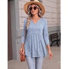 Zeagoo 3/4 Length Sleeve Womens Tops 2026 Blouses for Women Dressy Casual Fashion Clothing V Neck T-Shirts Summer Outfits(03 Blue Stripe)