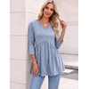 Zeagoo 3/4 Length Sleeve Womens Tops 2026 Blouses for Women Dressy Casual Fashion Clothing V Neck T-Shirts Summer Outfits(03 Blue Stripe)