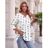 Zeagoo 3/4 Length Sleeve Womens Tops 2026 Blouses for Women Dressy Casual Fashion Clothing V Neck T-Shirts Summer Outfits(04 White Dot)