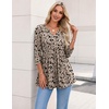 Zeagoo 3/4 Length Sleeve Womens Tops 2026 Blouses for Women Dressy Casual Fashion Clothing V Neck T-Shirts Summer Outfits(Beige)