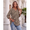 Zeagoo 3/4 Length Sleeve Womens Tops 2026 Blouses for Women Dressy Casual Fashion Clothing V Neck T-Shirts Summer Outfits(Beige)