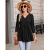 Zeagoo 3/4 Length Sleeve Womens Tops 2026 Blouses for Women Dressy Casual Fashion Clothing V Neck T-Shirts Summer Outfits(Black)