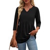 Zeagoo 3/4 Length Sleeve Womens Tops 2026 Blouses for Women Dressy Casual Fashion Clothing V Neck T-Shirts Summer Outfits(Black)