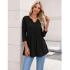 Zeagoo 3/4 Length Sleeve Womens Tops 2026 Blouses for Women Dressy Casual Fashion Clothing V Neck T-Shirts Summer Outfits(Black)