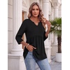 Zeagoo 3/4 Length Sleeve Womens Tops 2026 Blouses for Women Dressy Casual Fashion Clothing V Neck T-Shirts Summer Outfits(Black)
